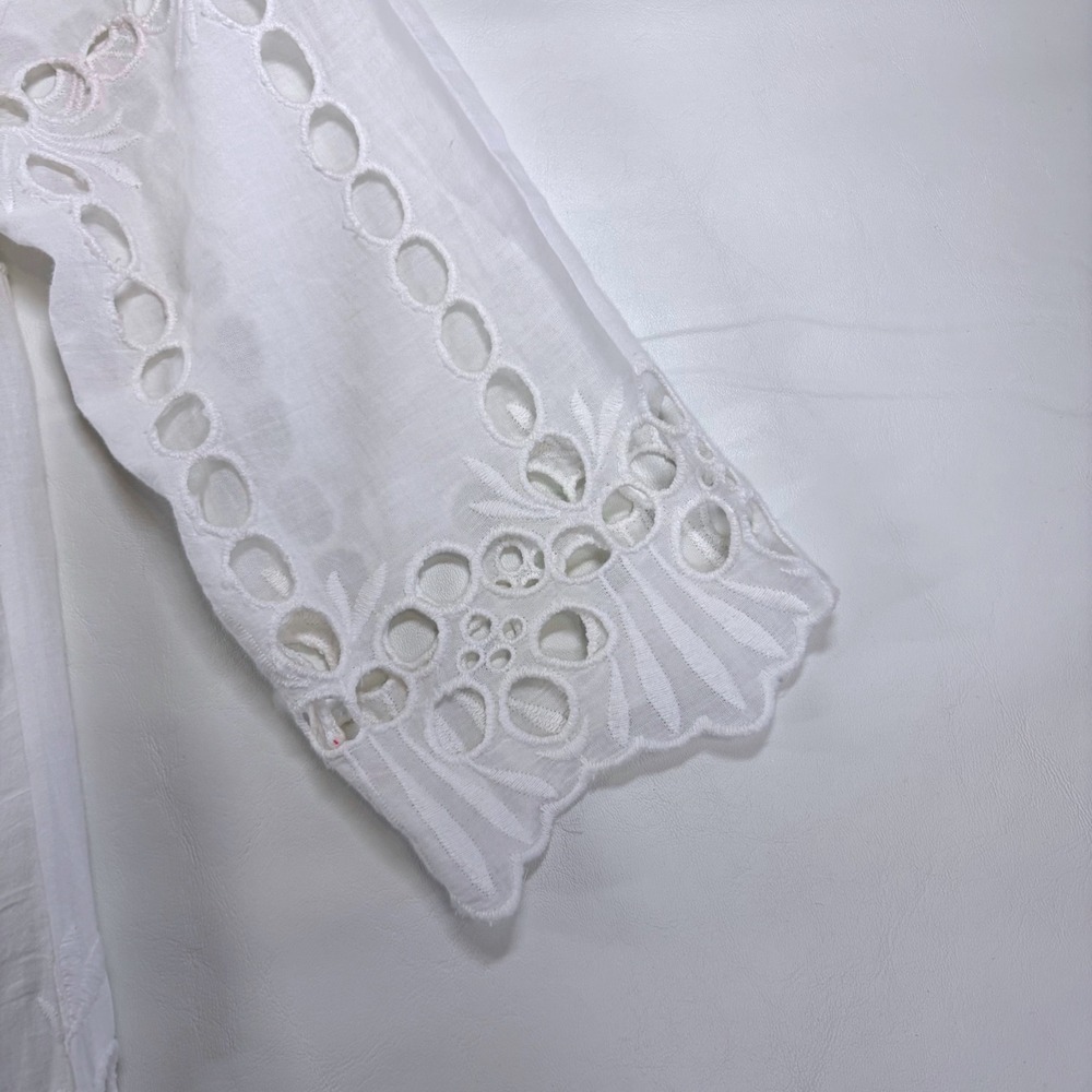 Gretchen Scott White Eyelet Lace Bohemian Swim Cover Up Tassel Tie Women's Small - Picture 7 of 9
